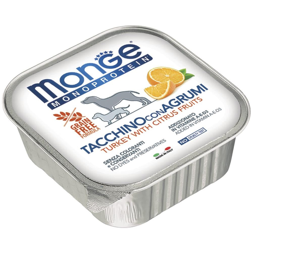Monge Cane Monoprotein Vaschetta Adulto Tacchino & Agrumi 150 g