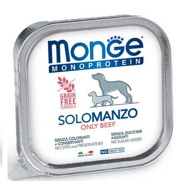 MONGE CANE MONOPROTEIN VASCHETTA ADULTO SOLO MANZO 150 GR