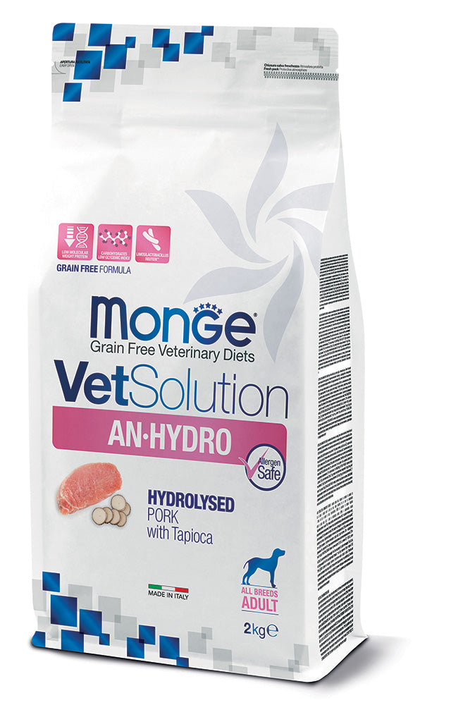 MONGE CANE VET SOLUTION AN-HYDRO HYDROLYSED ADULTO ALL BREEDS MAIALE & TAPIOCA 2 KG