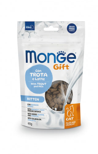 MONGE GATTO GIFT SNACK KITTEN TROTA & LATTE 60 GR