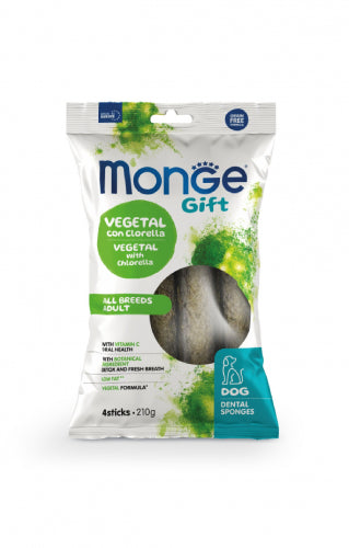 MONGE CANE GIFT SNACK ADULTO VEGETAL & CLORELLA CF. (4 STICK) 210 GR