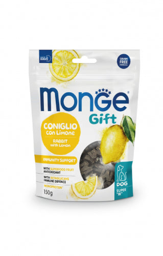 MONGE CANE GIFT SNACK ADULTO IMMUNITY SUPPORT CONIGLIO & LIMONE 150 GR