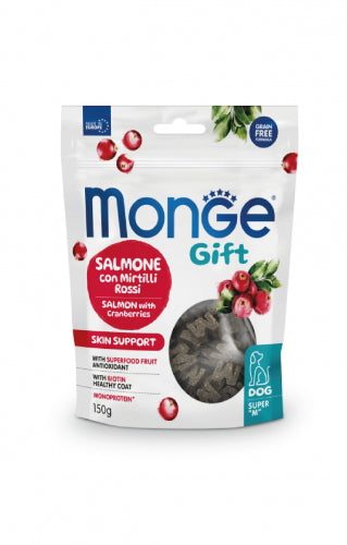 MONGE CANE GIFT SNACK ADULTO SKIN SUPPORT SALMONE & MIRTILLI ROSSI 150 GR