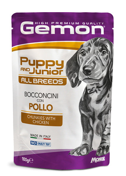 GEMON CANE BOCCONCINI PUPPY&JUNIOR ALL BREEDS POLLO BUSTA 100 GR