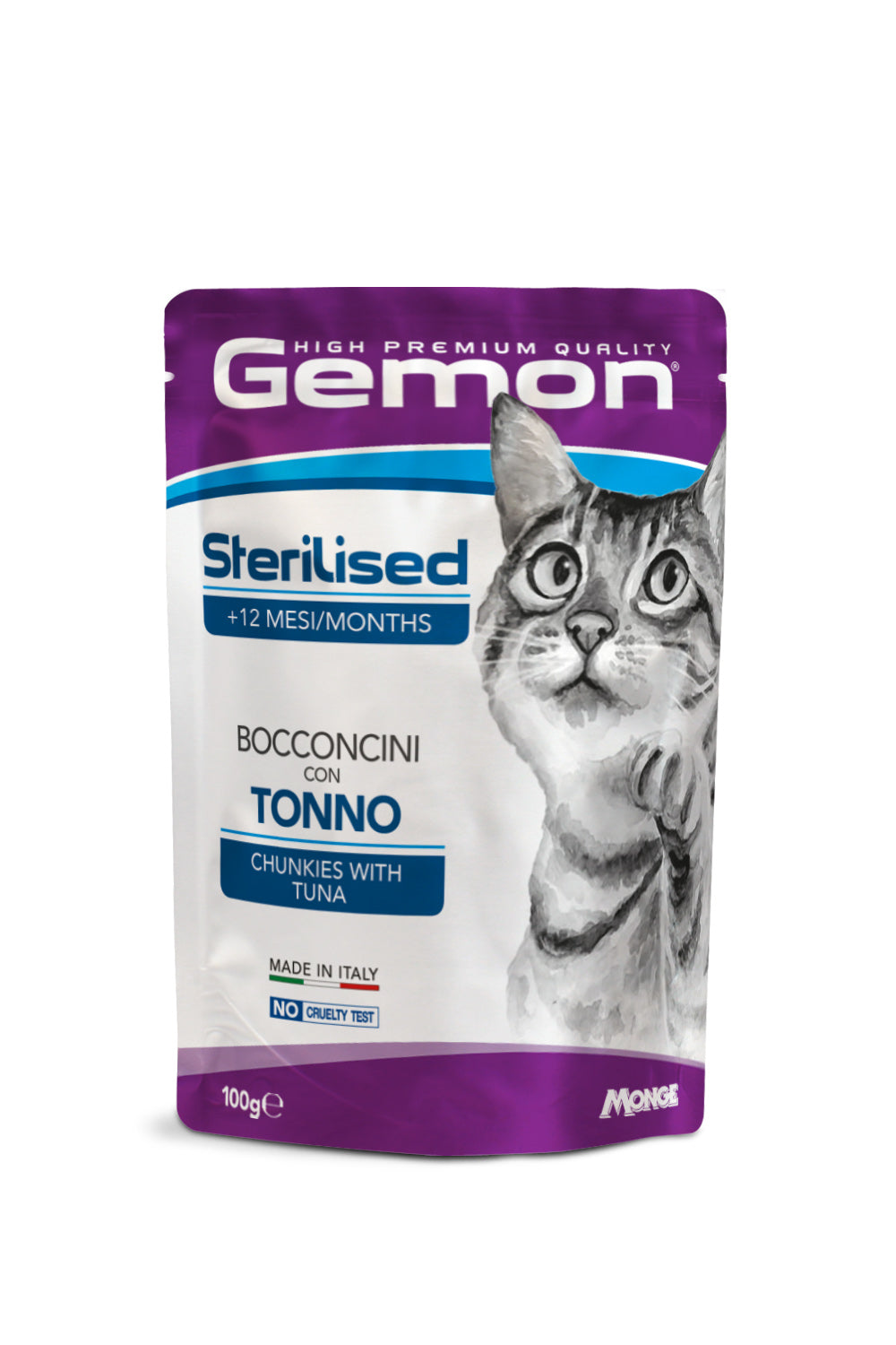 GEMON GATTO BOCCONCINI ADULTO STERILIZZATO TONNO BUSTA 100 GR