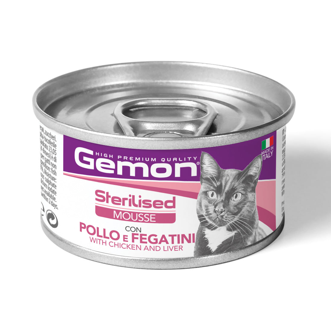 GEMON GATTO MOUSSE ADULTO STERILIZZATO POLLO & FEGATINI LATTINA 85 GR
