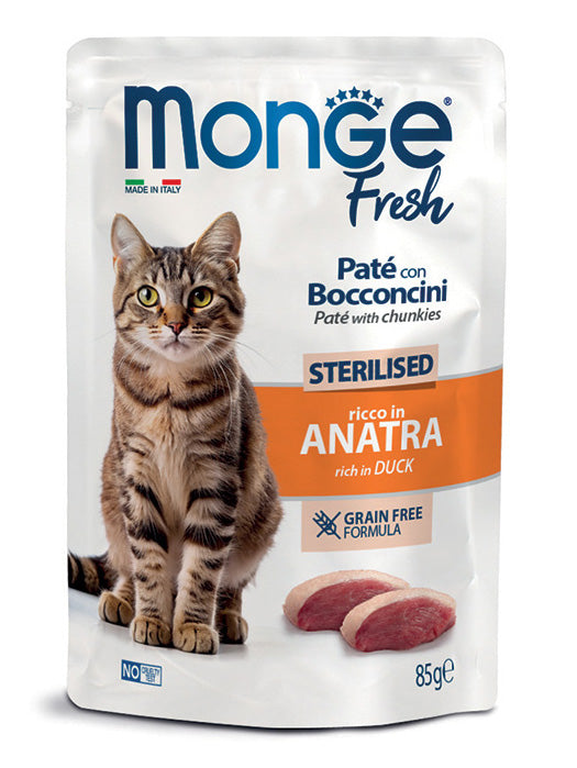 MONGE GATTO FRESH BUSTA ADULTO STERILIZZATO ANATRA 85 GR