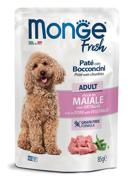 MONGE CANE FRESH BUSTA ADULTO MAIALE & ORTAGGI 85 GR