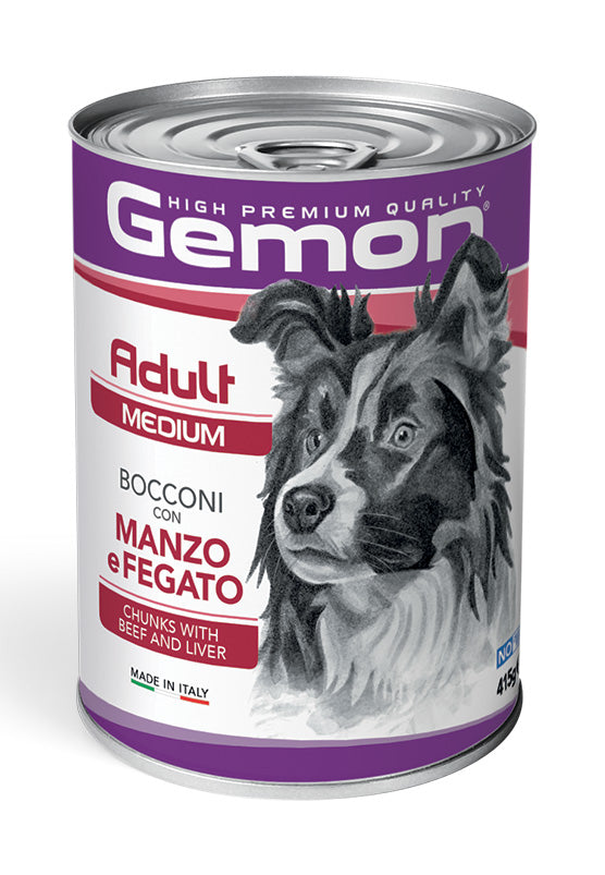 GEMON CANE BOCCONI ADULTO MEDIUM MANZO & FEGATO LATTINA 415 GR