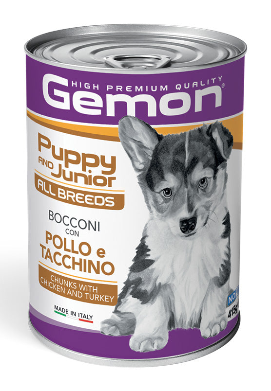 GEMON CANE BOCCONI PUPPY&JUNIOR ALL BREEDS POLLO & TACCHINO LATTINA 415 GR