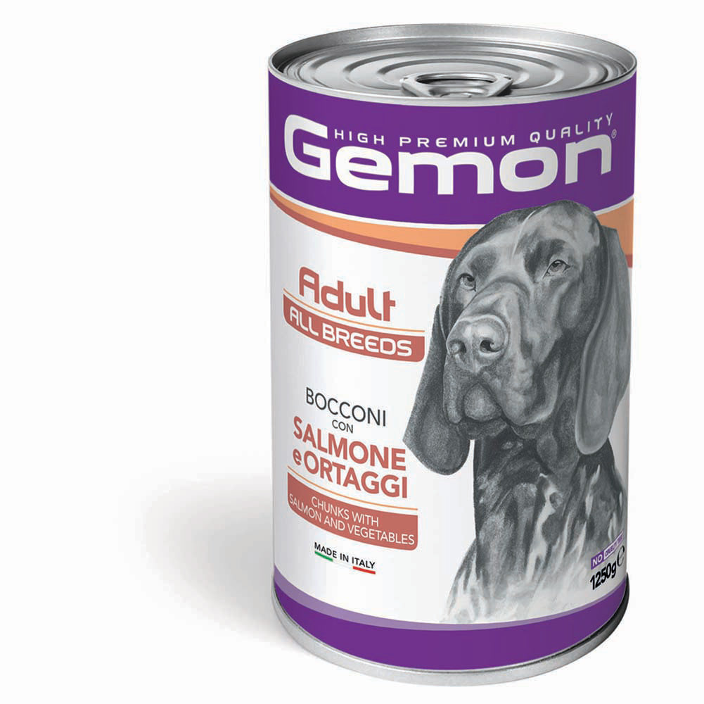 GEMON CANE BOCCONI ADULTO ALL BREEDS SALMONE & ORTAGGI LATTINA 1250 GR