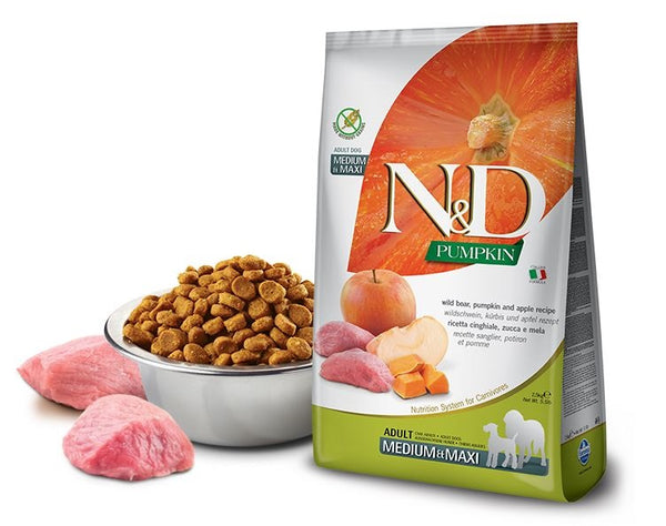 FARMINA CANE N&D PUMPKIN ADULTO MEDIUM&MAXI CINGHIALE, ZUCCA & MELA 2,5 KG