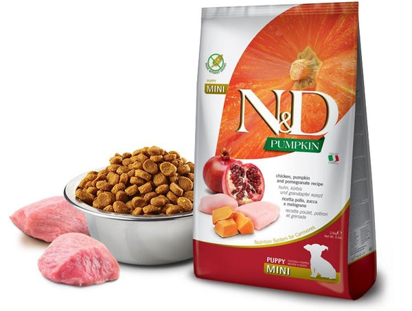 FARMINA CANE N&D PUMPKIN PUPPY MINI POLLO, ZUCCA & MELOGRANO 2,5 KG