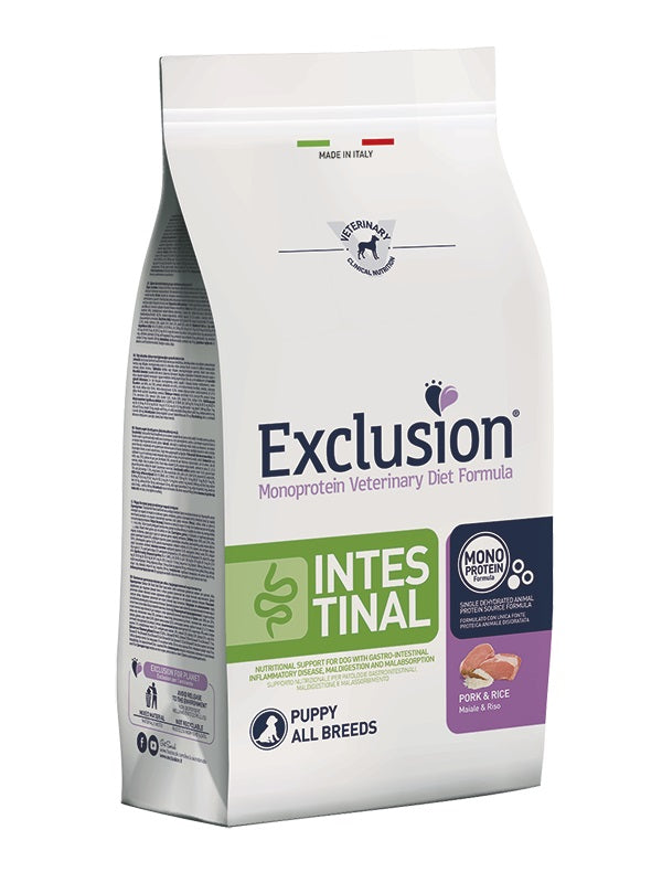 EXCLUSION CANE DIET INTESTINAL PUPPY ALL BREEDS MAIALE & RISO 800 GR