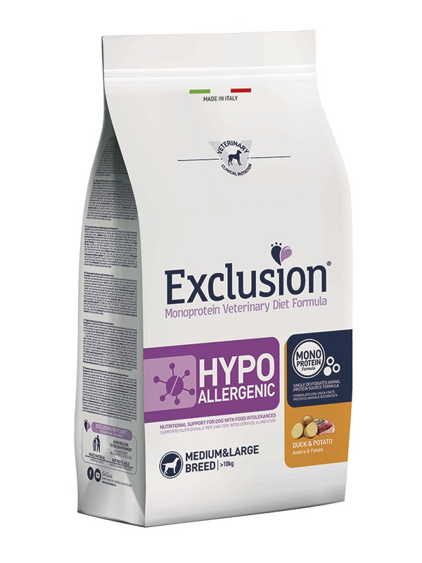 EXCLUSION CANE DIET HYPOALLERGENIC ADULTO MEDIUM&LARGE ANATRA & PATATE 12 KG
