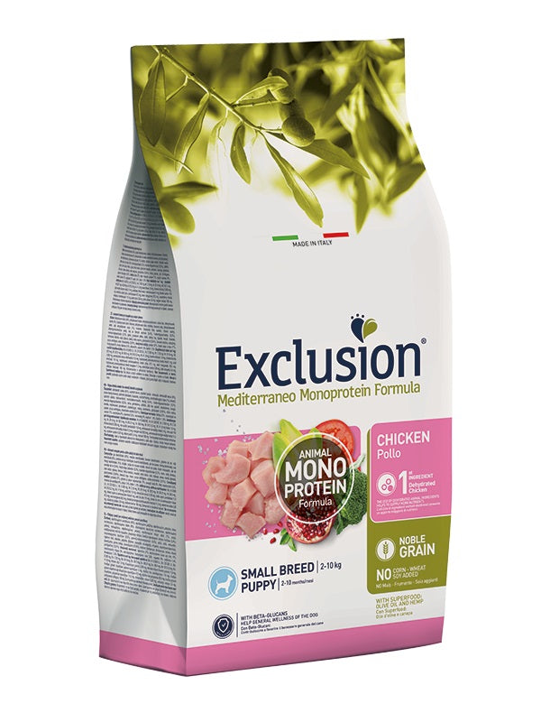 EXCLUSION CANE MEDITERRANEO PUPPY SMALL POLLO 500 GR