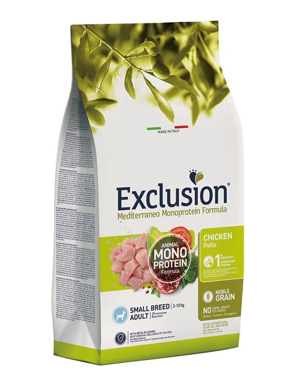 EXCLUSION CANE MEDITERRANEO ADULTO SMALL POLLO 7 KG