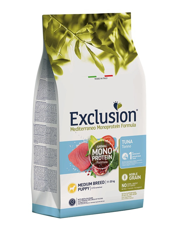 EXCLUSION CANE MEDITERRANEO PUPPY MEDIUM TONNO 12 KG
