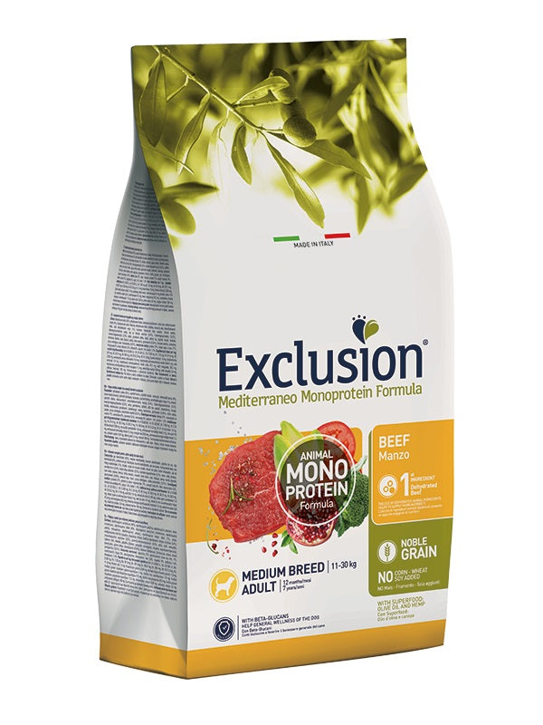 EXCLUSION CANE MEDITERRANEO ADULTO MEDIUM MANZO 12 KG