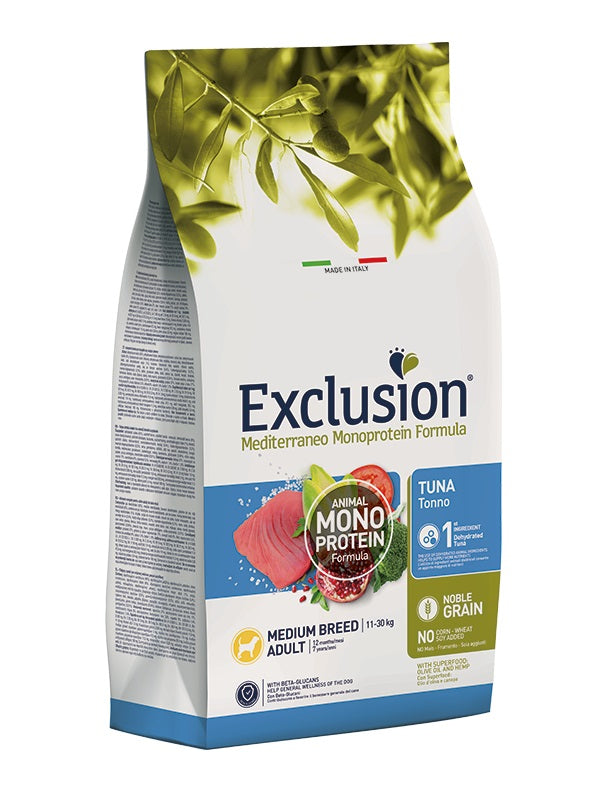 EXCLUSION CANE MEDITERRANEO ADULTO MEDIUM TONNO 12 KG