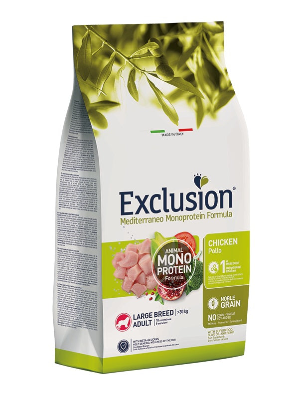 EXCLUSION CANE MEDITERRANEO ADULTO LARGE POLLO 12 KG