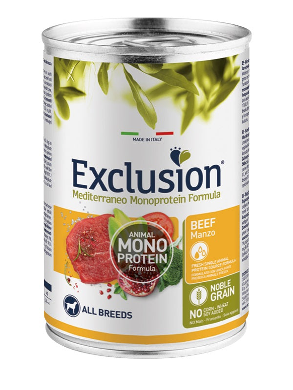 EXCLUSION CANE MEDITERRANEO ADULTO ALL BREEDS MANZO LATTINA 400 GR