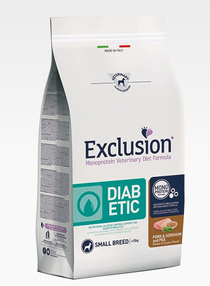 EXCLUSION CANE DIET DIABETIC ADULTO SMALL MAIALE, SORGO & PISELLI 2 KG