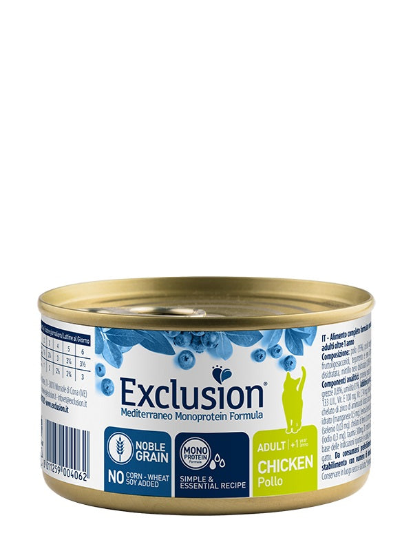 EXCLUSION GATTO MEDITERRANEO ADULTO POLLO LATTINA 85 GR