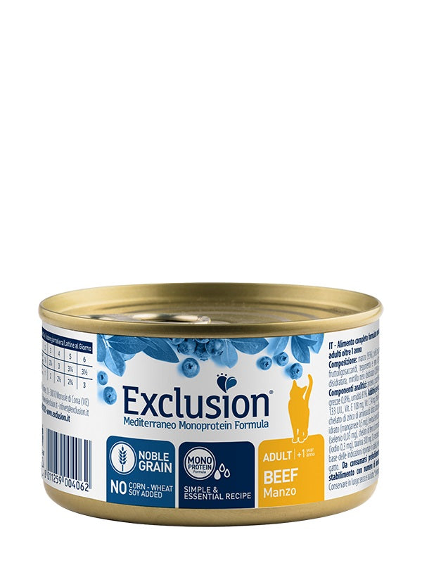 EXCLUSION GATTO MEDITERRANEO ADULTO MANZO LATTINA 85 GR