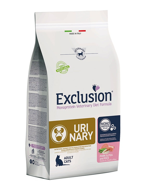 EXCLUSION GATTO DIET URINARY ADULTO MAIALE, PISELLI & RISO 1,5 KG
