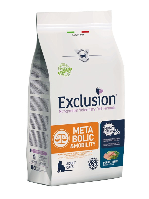 Exclusion Gatto Diet Metabolic & Mobility Adulto Maiale & Fibre 1,5 kg