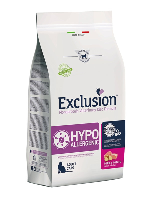 EXCLUSION GATTO DIET HYPOALLERGENIC ADULTO MAIALE & PATATE 1,5 KG