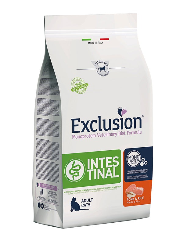 EXCLUSION GATTO DIET INTESTINAL ADULTO MAIALE & RISO 300 GR