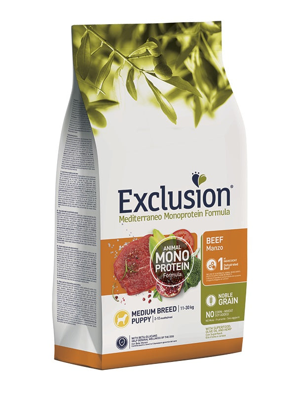 EXCLUSION CANE MEDITERRANEO PUPPY MEDIUM MANZO 12 KG