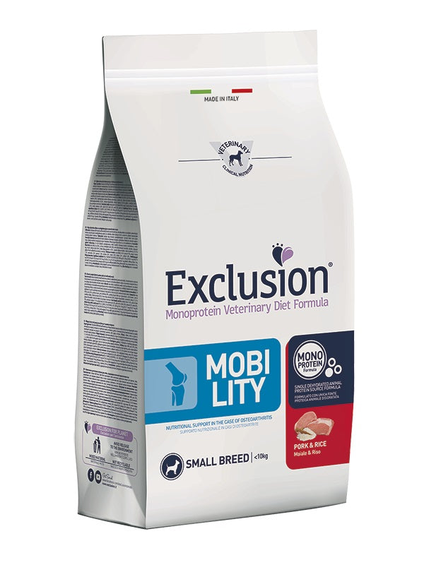 EXCLUSION CANE DIET MOBILITY ADULTO SMALL MAIALE & RISO 2 KG