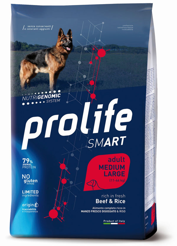 PROLIFE CANE SMART ADULTO MEDIUM&LARGE MANZO & RISO 12 KG