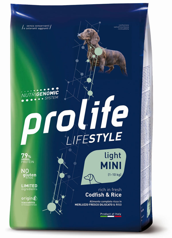 PROLIFE CANE LIFESTYLE LIGHT ADULTO MINI MERLUZZO & RISO 2 KG