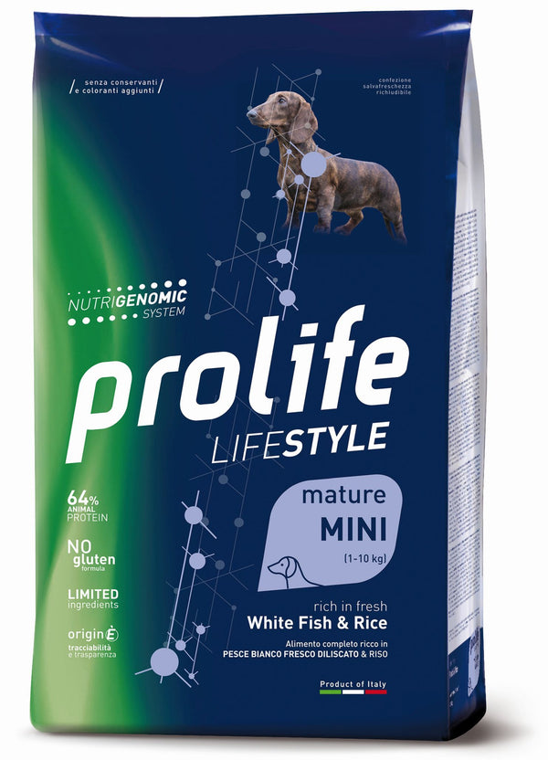 PROLIFE CANE LIFESTYLE MATURE MINI PESCE BIANCO & RISO 600 GR