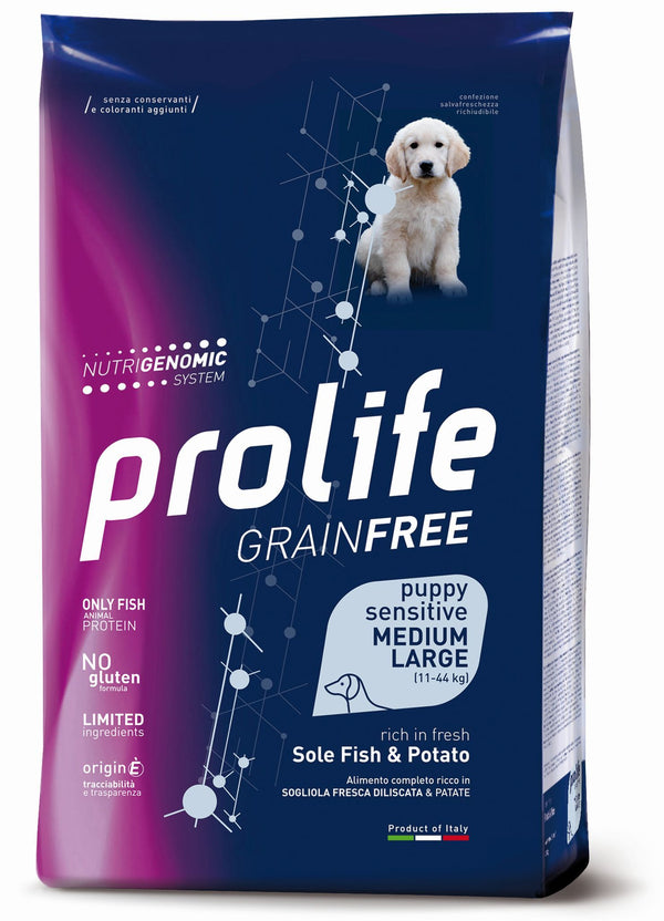 Prolife Cane Grain Free Sensitive Puppy Medium & Large Sogliola & Patate 10 kg