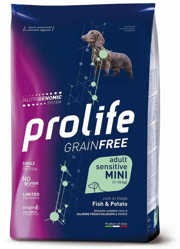 PROLIFE CANE GRAIN FREE SENSITIVE ADULTO MINI SALMONE & PATATE 7 KG