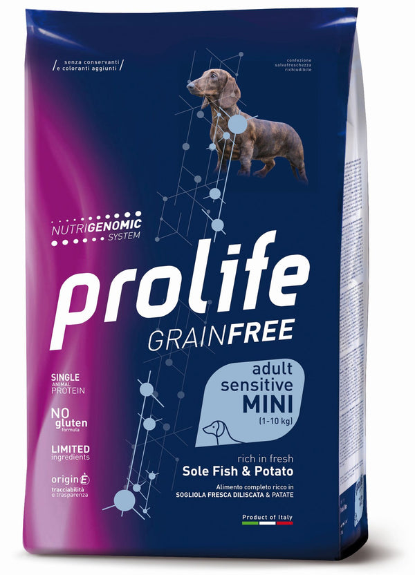 Prolife Cane Grain Free Sensitive Adulto Mini Sogliola & Patate 7 kg