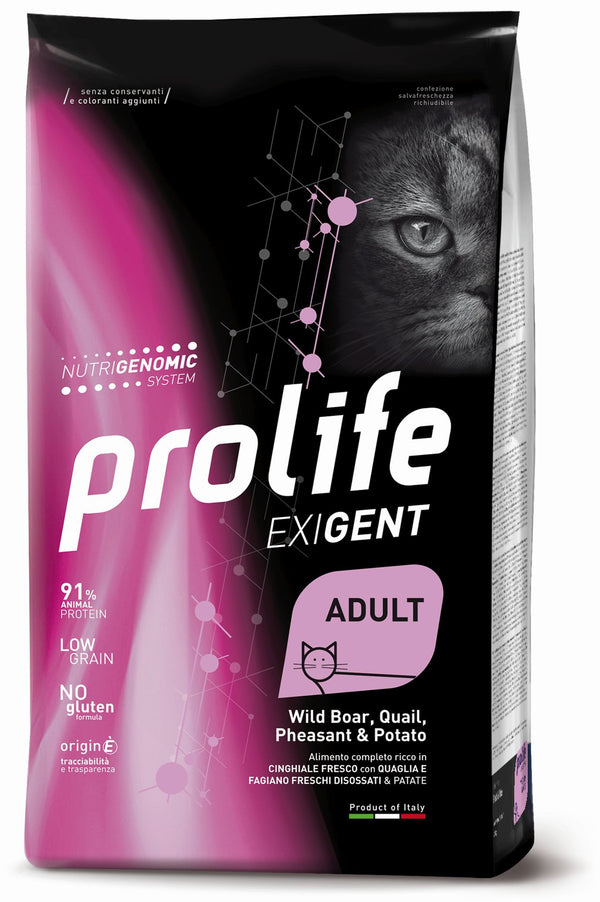PROLIFE GATTO EXIGENT ADULTO CINGHIALE, QUAGLIA, FAGIANO & PATATE 400 GR