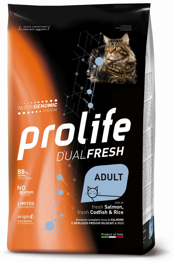 PROLIFE GATTO DUAL FRESH ADULTO SALMONE, MERLUZZO & RISO 400 GR