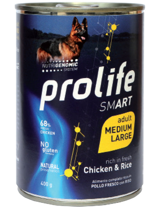 PROLIFE CANE SMART ADULTO MEDIUM&LARGE POLLO & RISO LATTINA 400 GR