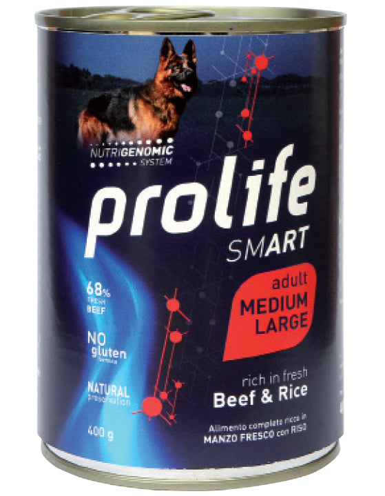 PROLIFE CANE SMART ADULTO MEDIUM&LARGE MANZO & RISO LATTINA 400 GR