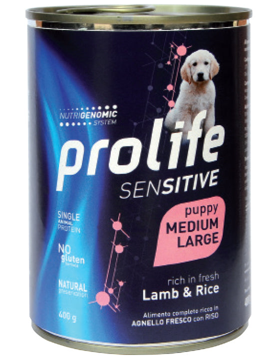 PROLIFE CANE SENSITIVE PUPPY MEDIUM&LARGE AGNELLO & RISO LATTINA 400 GR