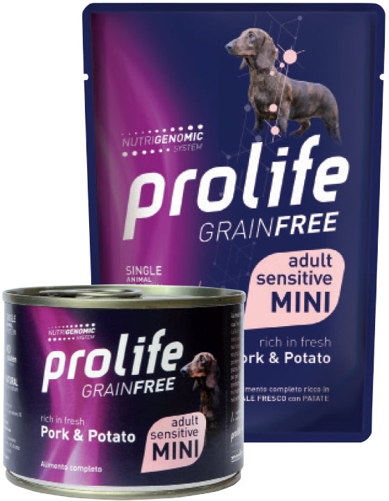 PROLIFE CANE GRAIN FREE SENSITIVE ADULTO MINI MAIALE & PATATE BUSTA 100 GR