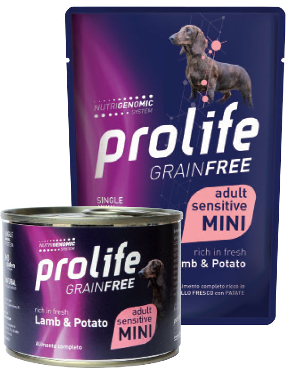 PROLIFE CANE GRAIN FREE SENSITIVE ADULTO MINI AGNELLO & PATATE BUSTA 100 GR