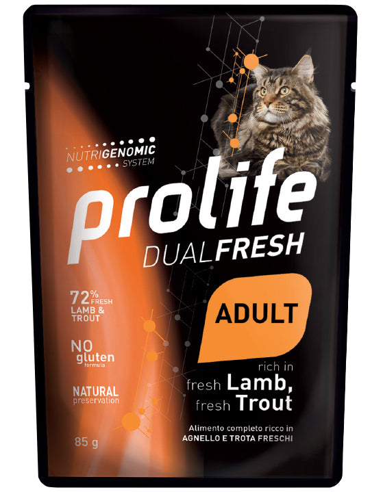 PROLIFE GATTO DUAL FRESH ADULTO AGNELLO & TROTA BUSTA 85 GR