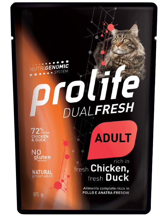 PROLIFE GATTO DUAL FRESH ADULTO POLLO & ANATRA BUSTA 85 GR